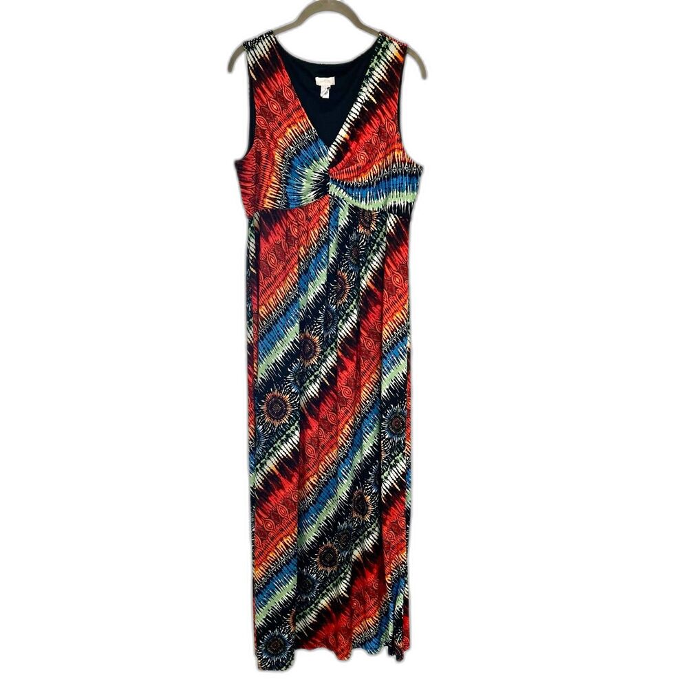 Chico’s Sleeveless Maxi Dress Women’s Multicolor Abstract Print